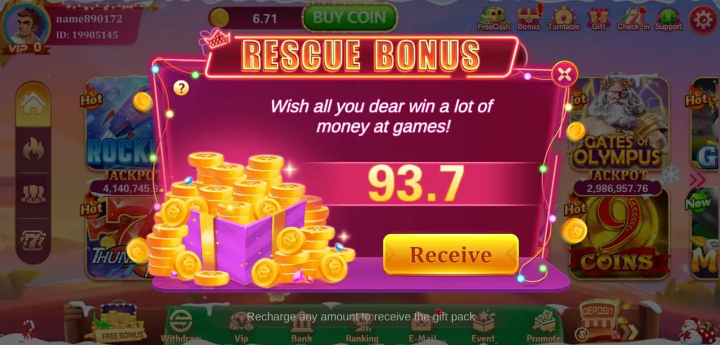 Lucky 101 rescue bonus reward screen